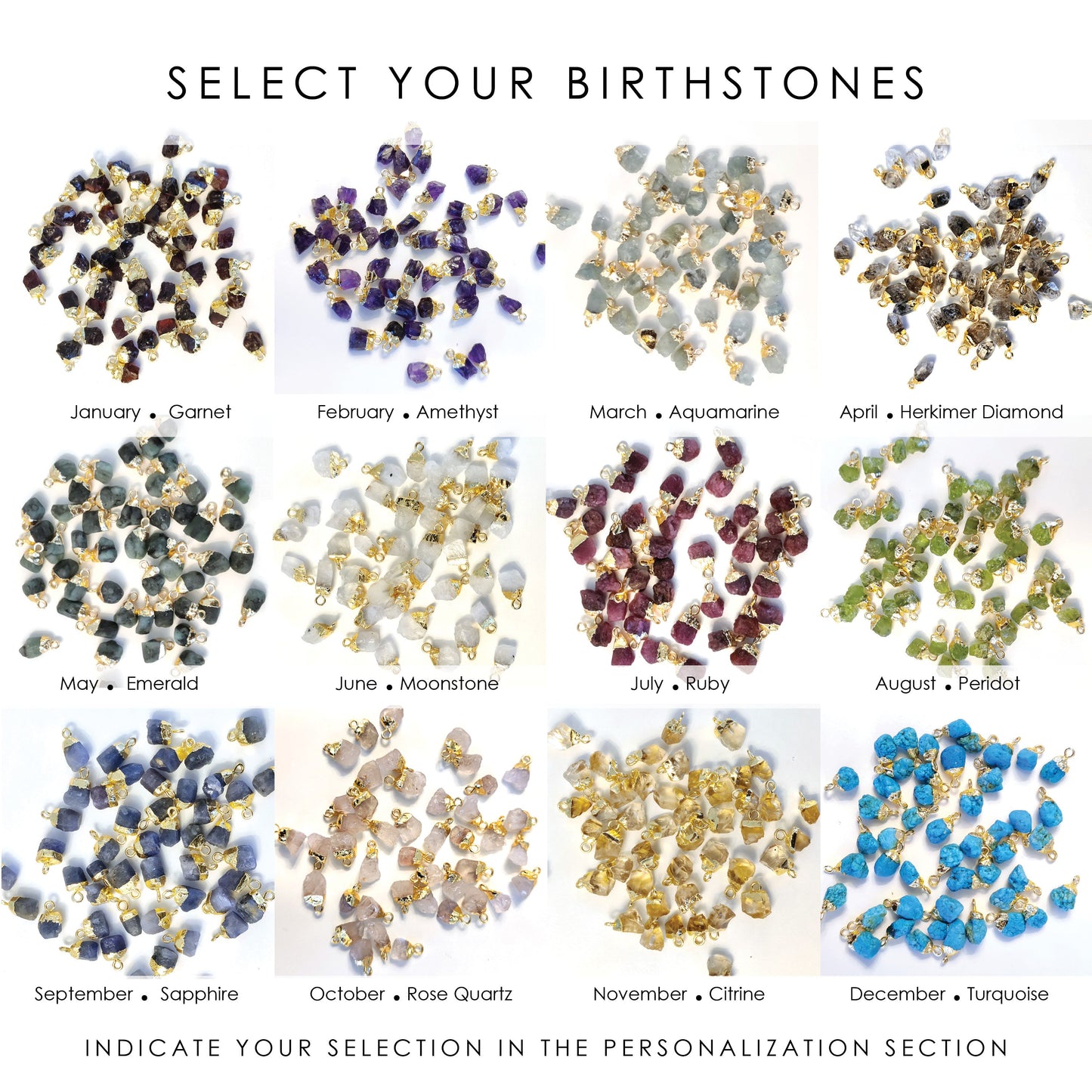 Gemstone Necklace ‖ Gem Necklace ‖ Raw Birthstone Necklace ‖ Birthday Gift for Her ‖ Birthday Necklace ‖ Semiprecious Stone Necklace