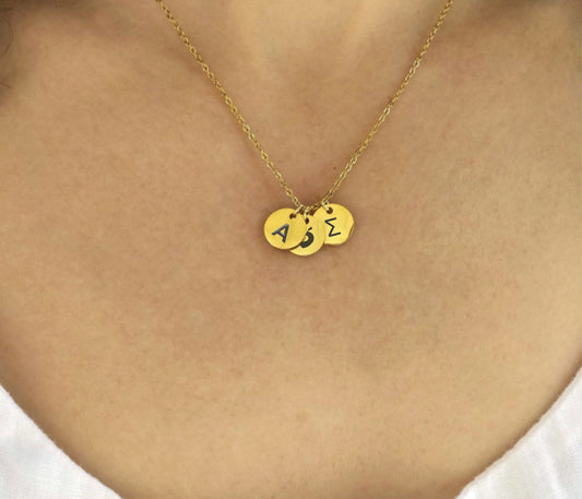 Initial Disc Necklace ‖ Minimalist Necklace ‖ Coin Pendant Necklace ‖ Monogram Necklace