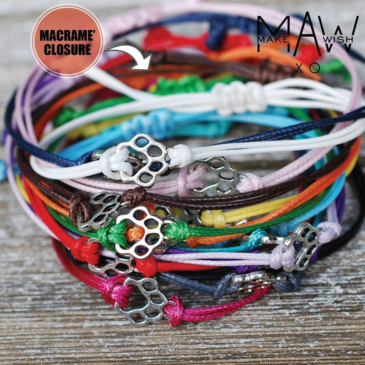 A Wish for Happiness ‖ Mantra Bracelet ‖ Inspirational Wish Bracelet ‖ Friendship Bracelet ‖ Bracelet & Anklet with Macrame' Closure