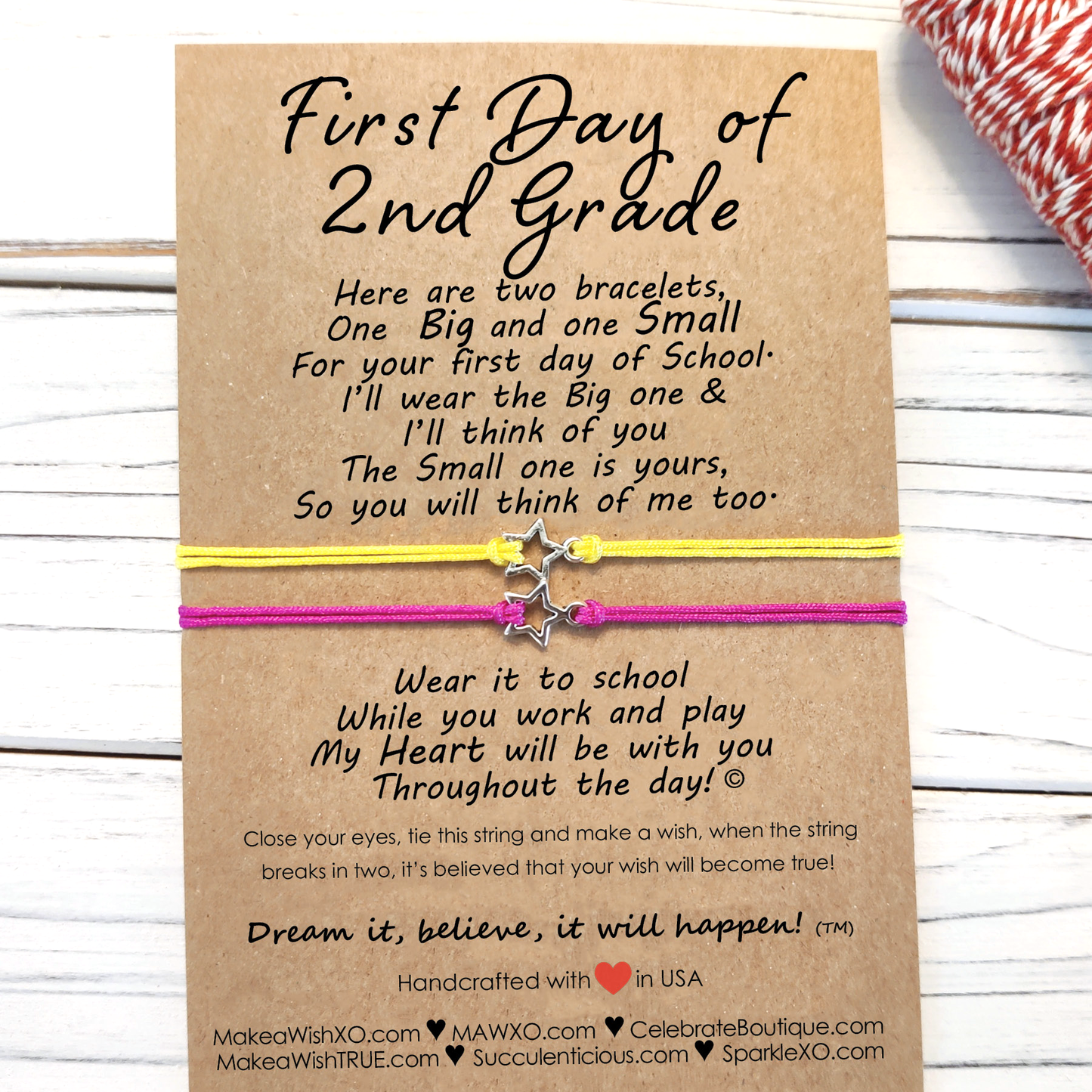 First Day of School Bracelet ‖ First Day of Kindergarten ‖ Back to School Wish Bracelet ‖ Friendship Bracelet with Macrame' Closure