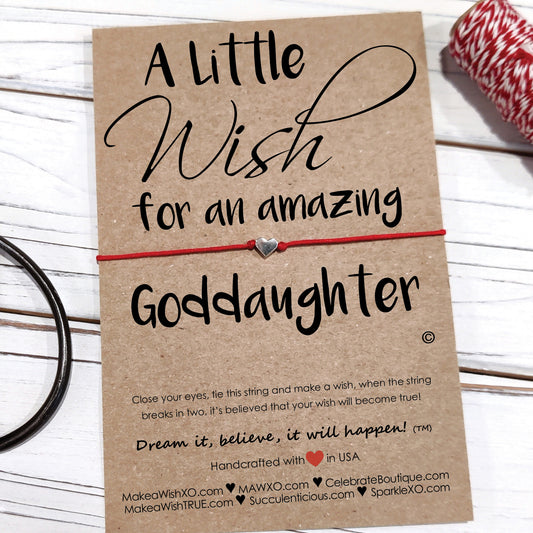 Goddaughter Gift ‖ Friendship Bracelet ‖ A Wish for an Amazing Goddaughter ‖ Bracelet & Anklet with Macrame' Closure