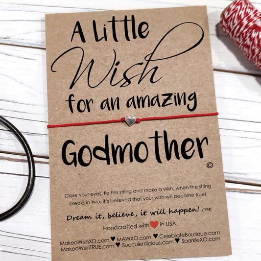 Godmother Gift ‖ Friendship Bracelet ‖ A Wish for an Amazing Godmother ‖ Bracelet & Anklet with Macrame' Closure