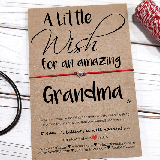 Grandma Gift ‖ A Little Wish For an Amazing Grandma ‖ Wish Bracelet ‖ Friendship Bracelet ‖ Bracelet & Anklet with Macrame' Closure