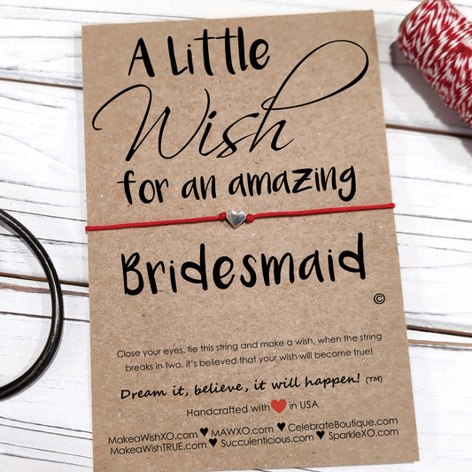 Bridesmaid Gifts ‖ A Little Wish For an Amazing Bridesmaid ‖ Adjustable Bracelet with Macrame' Closure