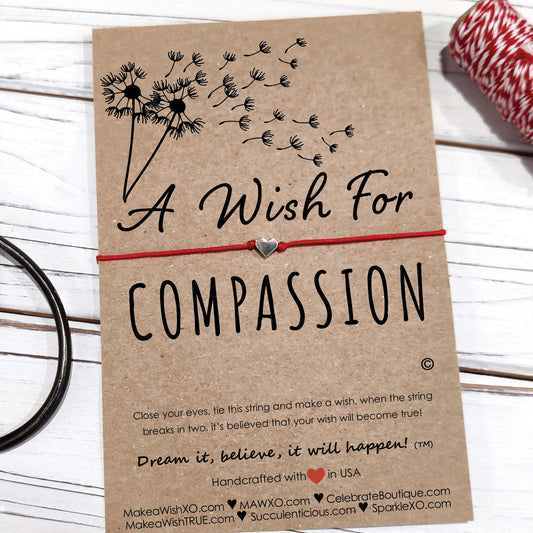 A Wish for Compassion ‖ Mantra Bracelet ‖ Inspirational Wish Bracelet ‖ Friendship Bracelet ‖ Bracelet & Anklet with Macrame' Closure