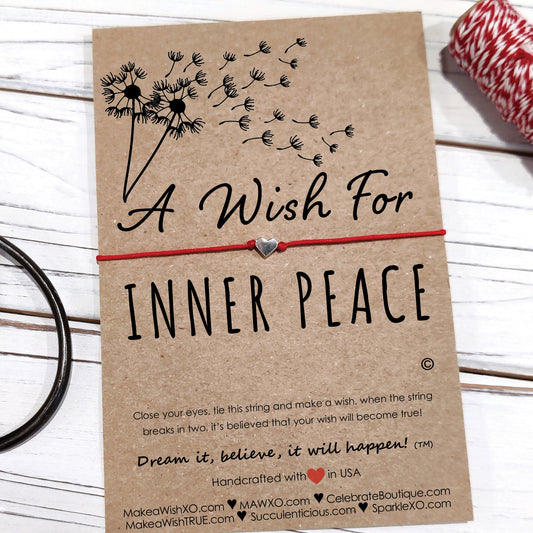 A Wish for Inner Peace ‖ Mantra Bracelet ‖ Inspirational Wish Bracelet ‖ Friendship Bracelet ‖ Bracelet & Anklet with Macrame' Closure
