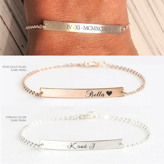 Personalized Bracelet ‖ Minimalist Bracelet ‖ Layering Stacking Bracelet ‖ Engraved Bracelet