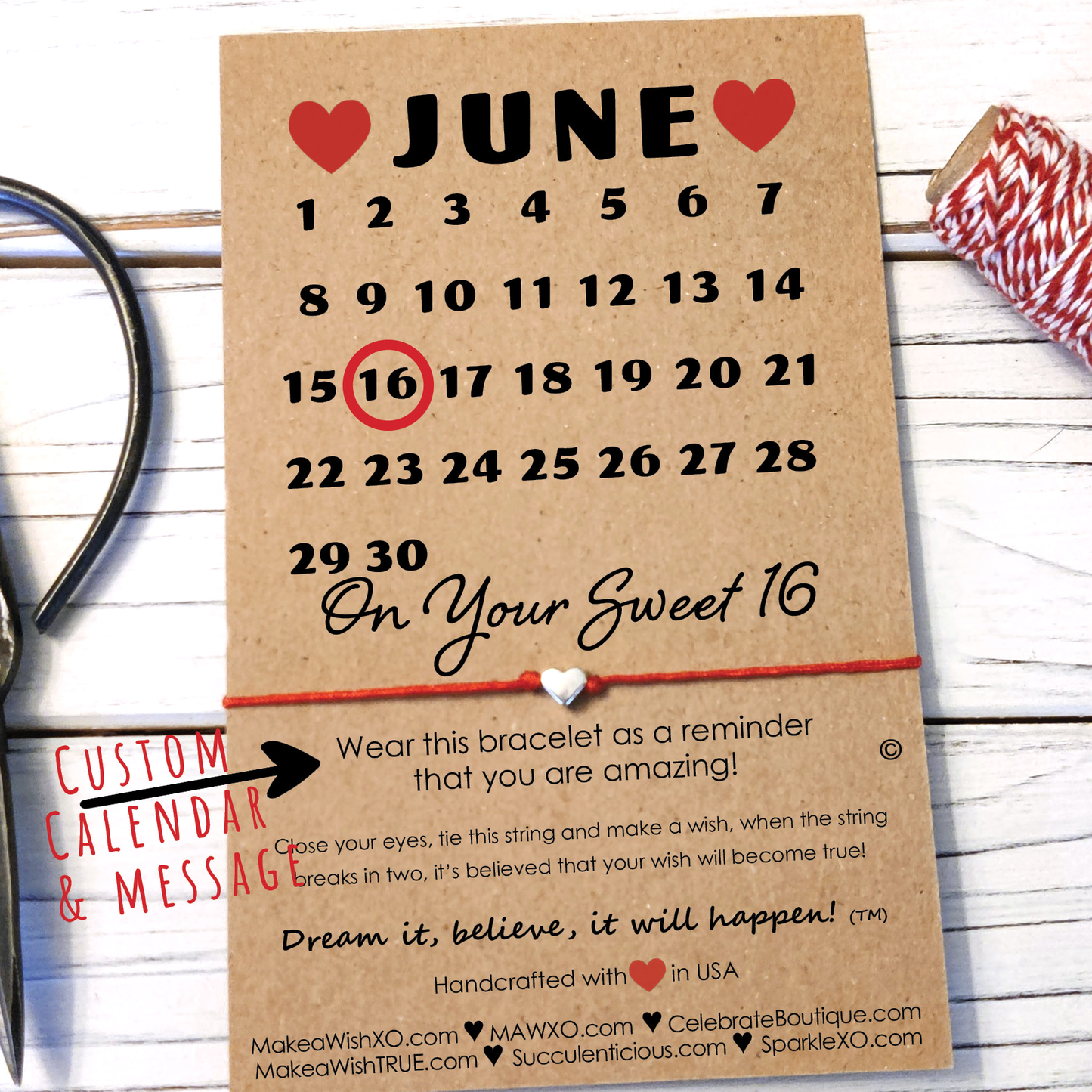 Happy Birthday Card ‖ Birthday Gift ‖ Custom Calendar ‖ Macrame' Bracelet