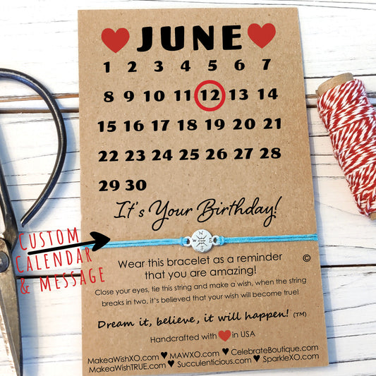 Happy Birthday Card ‖ Birthday Gift ‖ Custom Calendar ‖ Macrame' Bracelet
