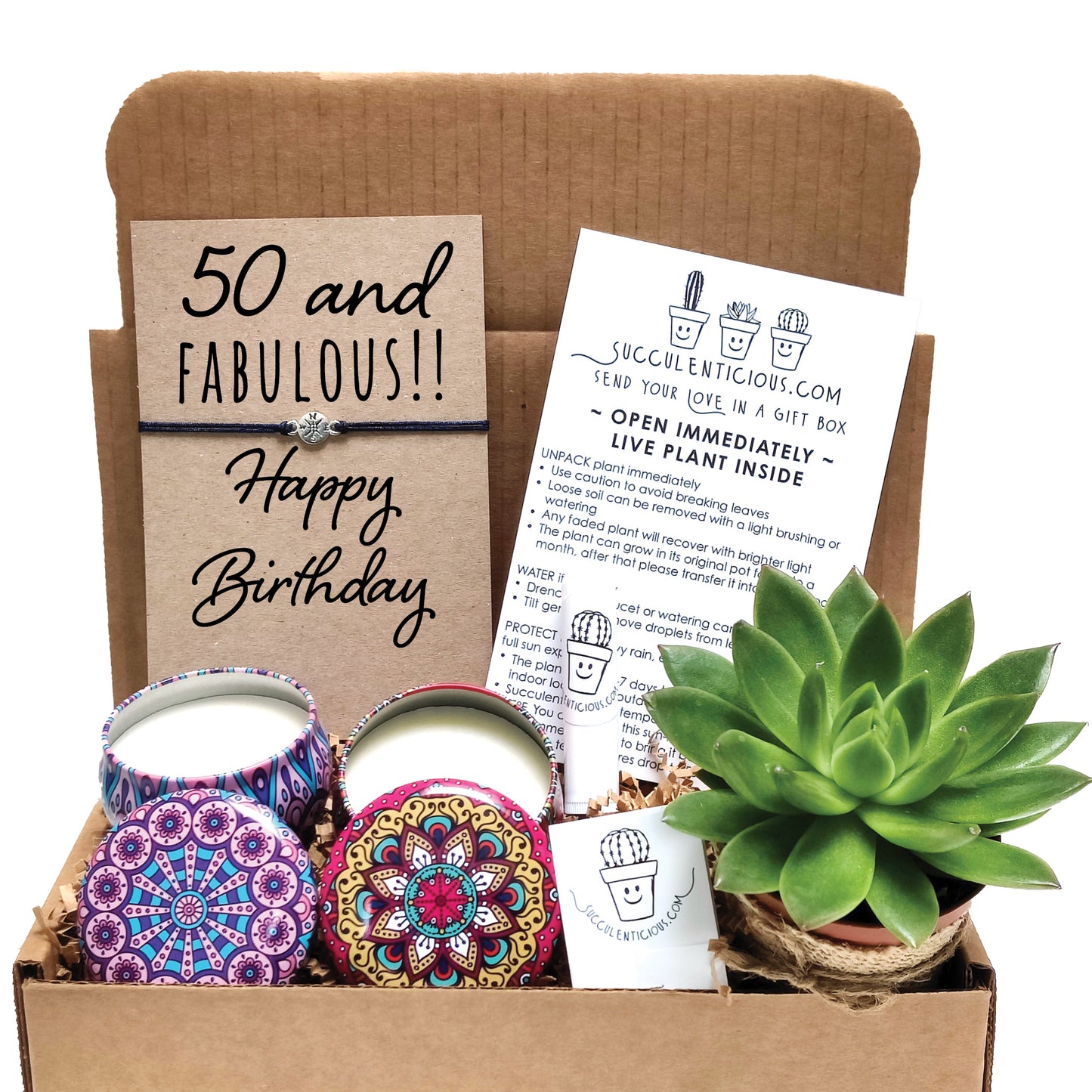 50 and Fabulous Birthday Gift Box ‖ Customize Any Birthday Gift Box  ‖ Happy 50th Birthday Succulent Gift Box