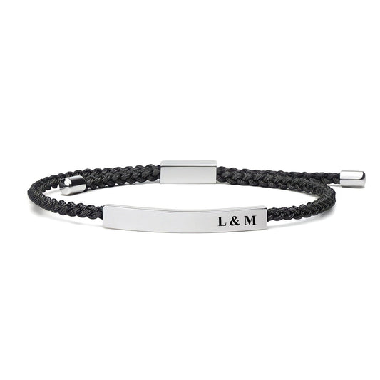 Man Bracelet ‖ Personalized Bar Bracelet ‖ Gift for Him Her ‖ Adjustable Cord Bracelet ‖ Engraved Bracelet ‖ Custom Engraving