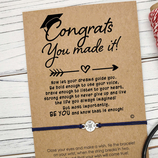 Graduation Gift ‖ Friendship Bracelet ‖ Congratulations Gift for Graduate ‖ Adjustable Compass Bracelet