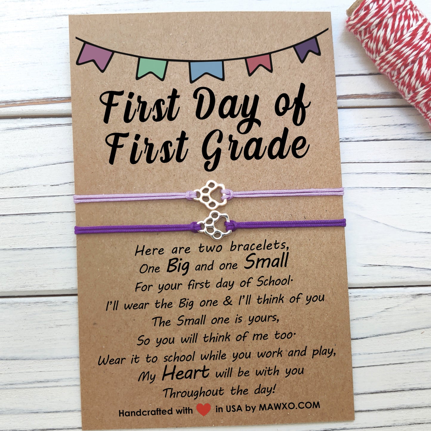 First Day of Preschool Bracelet ‖ First Day of Kindergarten Bracelet ‖ Back to School Wish Bracelet ‖ Friendship Bracelet with Macrame' Closure