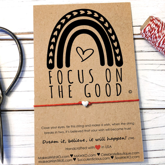 Focus On The Good ‖ Motivational Bracelet ‖ Inspirational Wish Bracelet ‖ Friendship Bracelet ‖ Bracelet & Anklet with Macrame' Closure