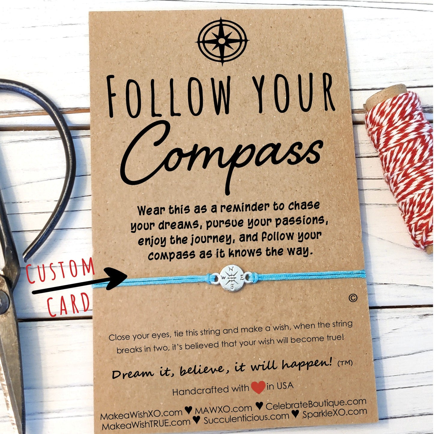Graduation Bracelet Gift ‖ Congratulations Gift for Graduate ‖ Adjustable Compass Bracelet with Macrame' Closure