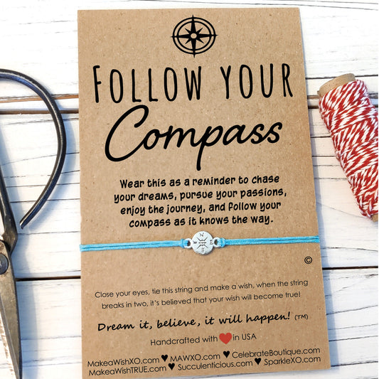 Follow Your Compass ‖ Graduation Gift ‖ Adjustable Compass Bracelet and Anklet