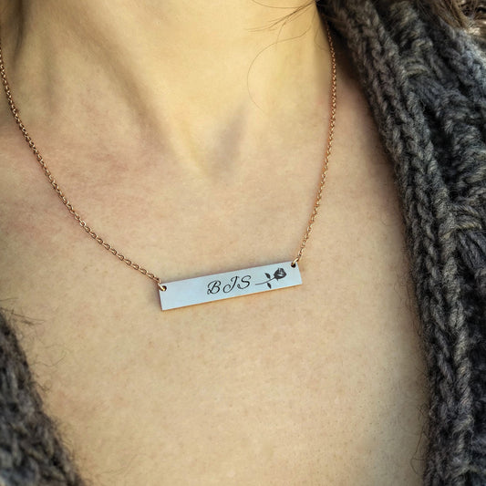 Personalized Bar Necklace ‖ Engraved Necklace ‖ Gold Bar Necklace ‖ Custom Engraving ‖ Gift for Her ‖ Minimalist Necklace ‖ Layering Stacking Necklace