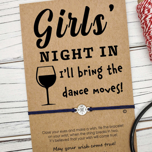 Girls Night In ‖ I'll Bring the Dance Moves ‖ Friend Wish Bracelet ‖ Friendship Bracelet ‖ Bracelet & Anklet with Macrame' Closure