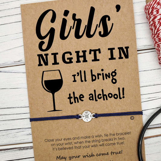Girls Night In ‖ I'll Bring the Alcohol ‖ Friend Wish Bracelet ‖ Friendship Bracelet ‖ Bracelet & Anklet with Macrame' Closure