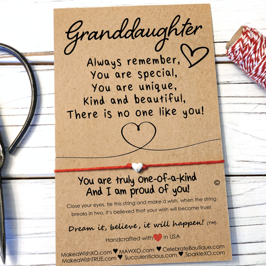 Granddaughter Gift ‖ Granddaughter Wish Bracelet ‖ Friendship Bracelet ‖ Bracelet & Anklet with Macrame' Closure