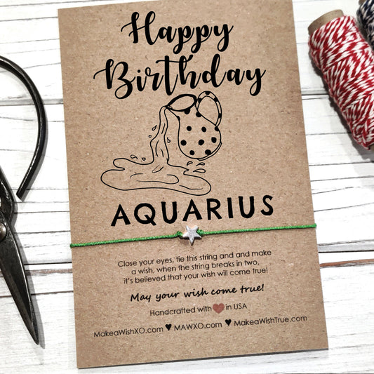 Aquarius Horoscope Friendship Bracelet ‖ Zodiac Birthday Gift