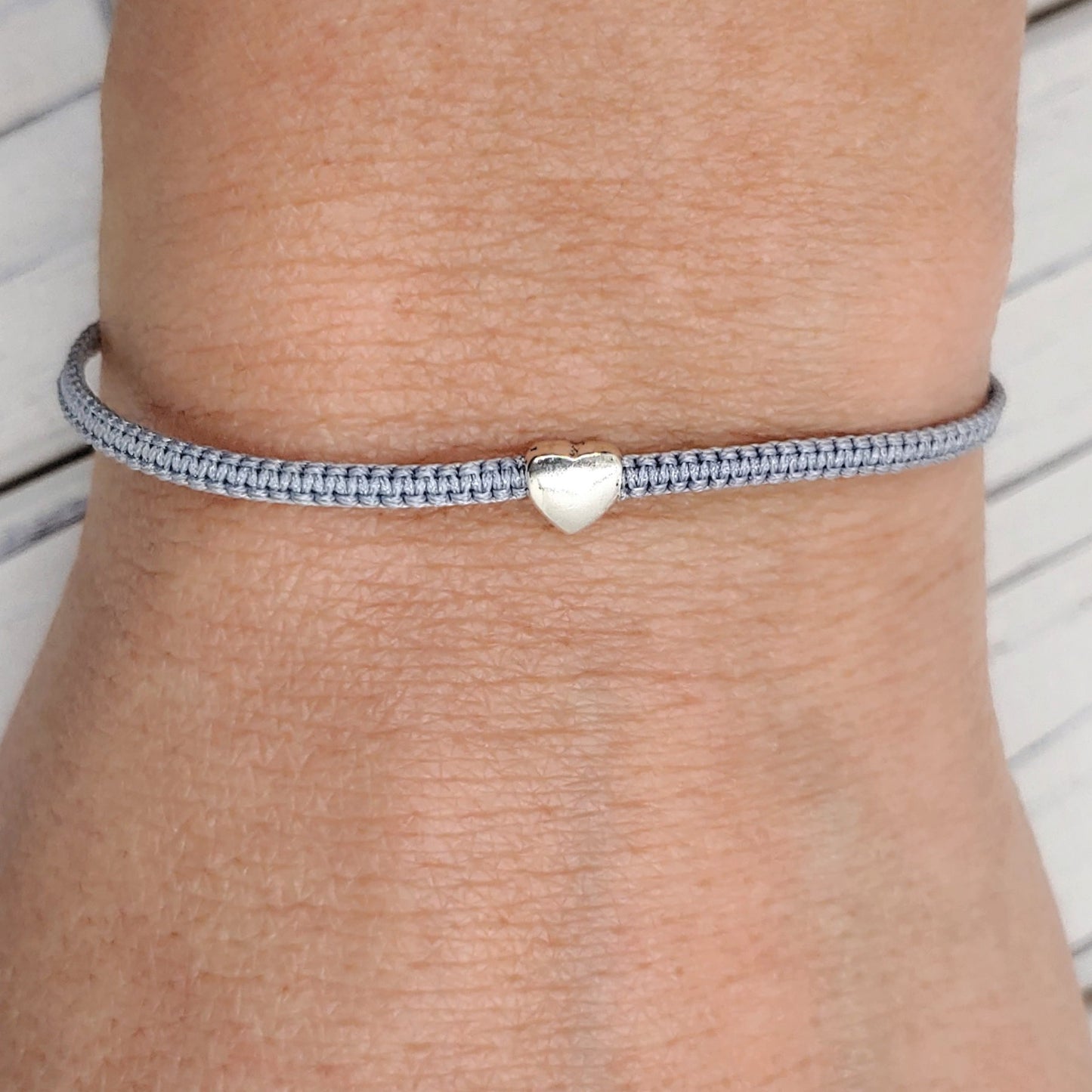 Those We Love Sympathy Bracelets ‖ Sterling Silver Heart Full Macrame' Bracelet ‖ Adjustable Friendship Bracelet