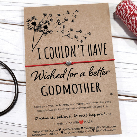Godmother Gift ‖ Friendship Bracelet ‖ I Couldn't Have Wished for a Better Godmother ‖ Bracelet & Anklet with Macrame' Closure
