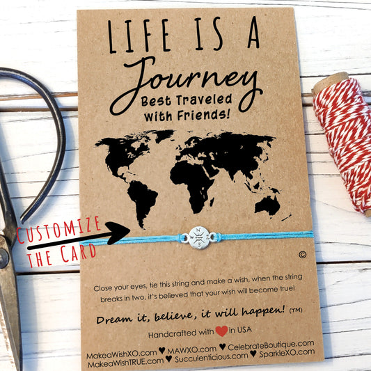 Life is a Journey Best Traveled with Friends Wish Bracelet ‖ Friendship Bracelet ‖ Bracelet & Anklet with Macrame' Closure