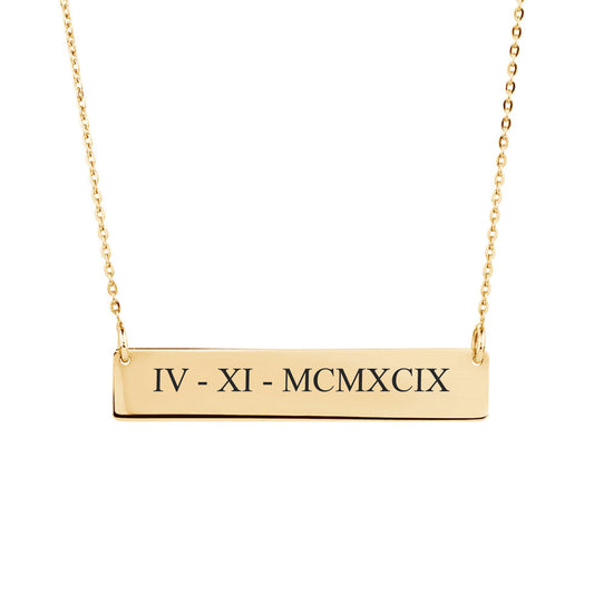 Roman Numeral Necklace ‖ Personalized Bar Necklace ‖ Engraved Necklace ‖ Minimalist Necklace ‖ Layering Stacking Necklace ‖ Custom Engraving
