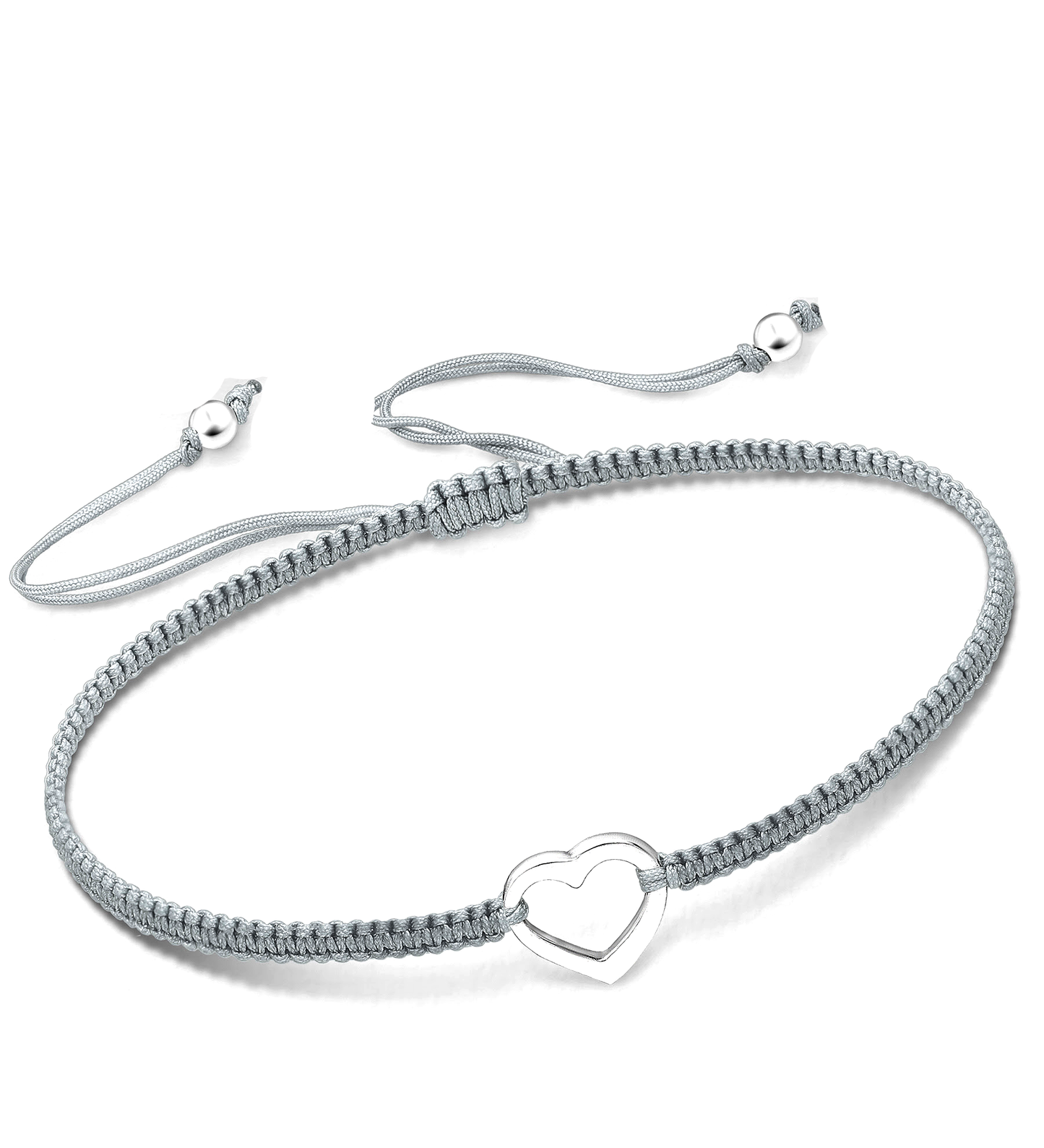 Sterling Silver Heart Bracelet ‖ Adjustable Friendship Bracelet ‖ Macrame' Bracelets With Adjustable Closure