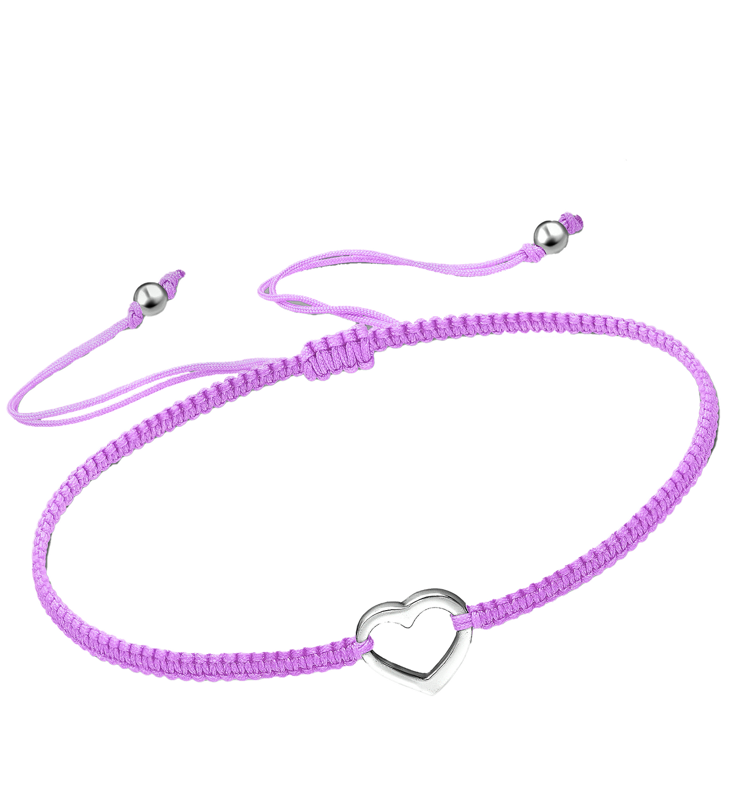 Sterling Silver Heart Bracelet ‖ Adjustable Friendship Bracelet ‖ Macrame' Bracelets With Adjustable Closure