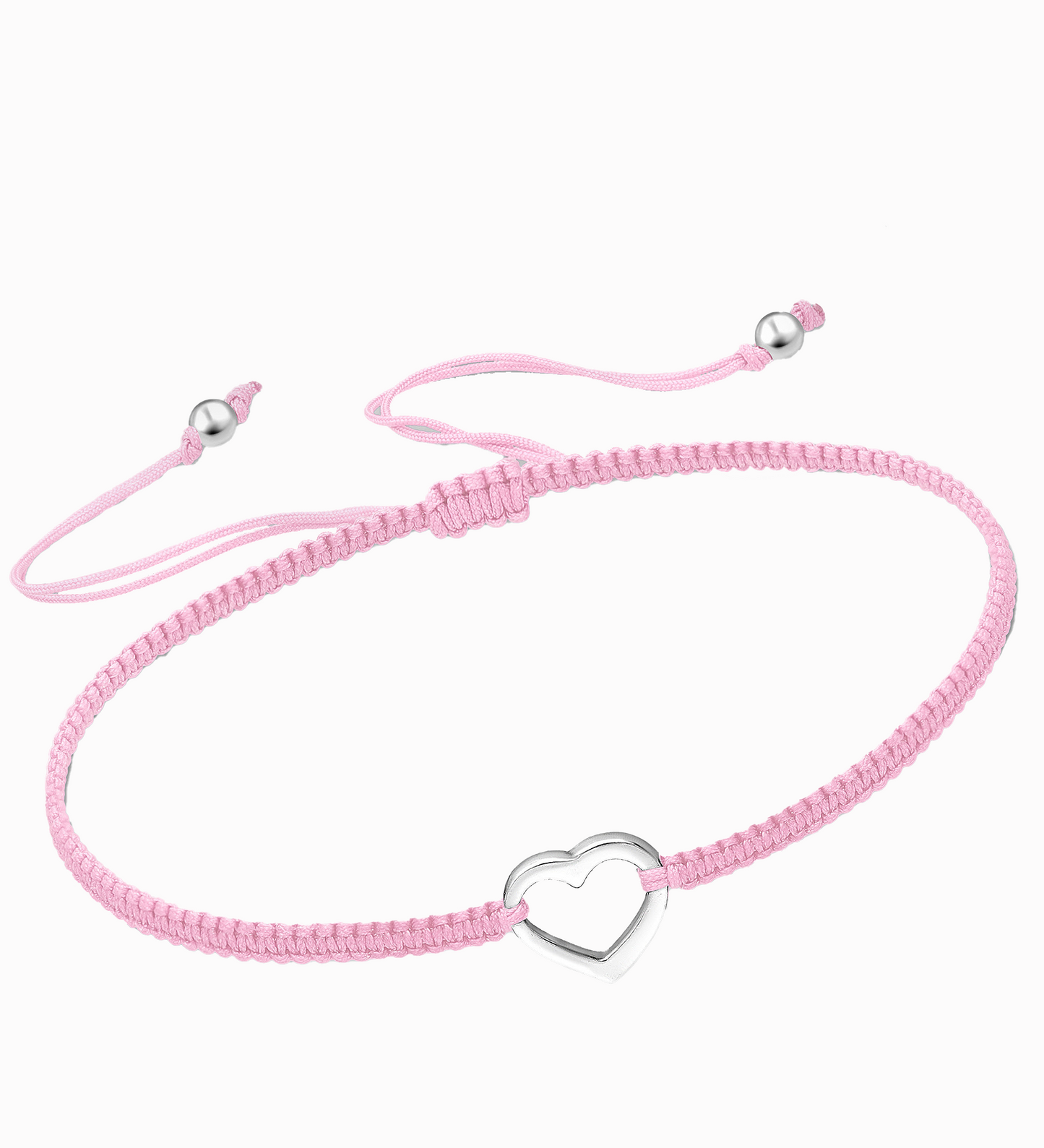 Sterling Silver Heart Bracelet ‖ Adjustable Friendship Bracelet ‖ Macrame' Bracelets With Adjustable Closure