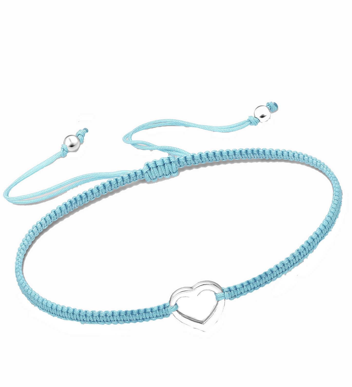 Sterling Silver Heart Bracelet ‖ Adjustable Friendship Bracelet ‖ Macrame' Bracelets With Adjustable Closure