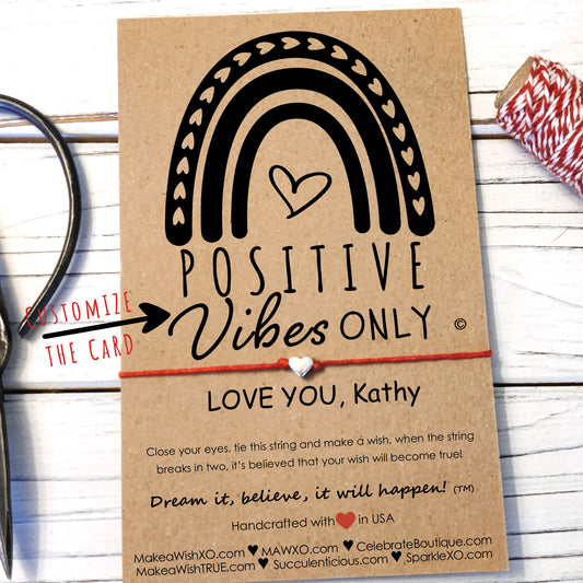 Positive Vibes Only ‖ Motivational Bracelet ‖ Inspirational Wish Bracelet ‖ Friendship Bracelet ‖ Bracelet & Anklet with Macrame' Closure