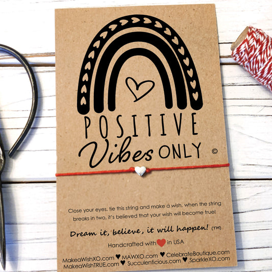 Positive Vibes Only ‖ Motivational Bracelet ‖ Inspirational Wish Bracelet ‖ Friendship Bracelet ‖ Bracelet & Anklet with Macrame' Closure