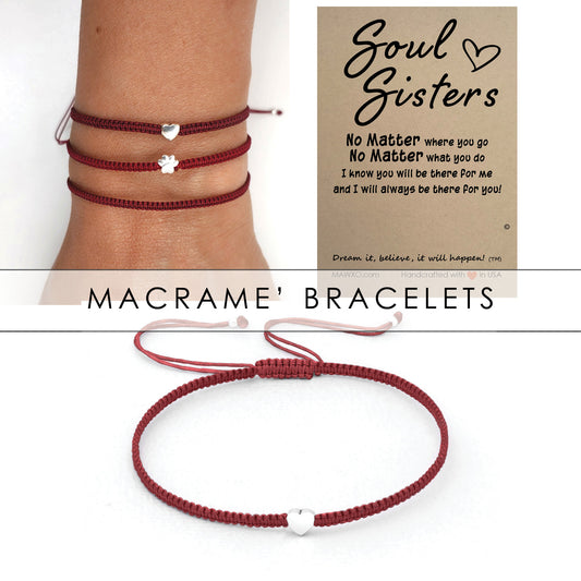 Soul Sister Gift ‖ Bestie Gift ‖ Best Friend Bracelet ‖ No Matter Card ‖ Red String of Fate Bracelet ‖ Red String Macrame' Bracelet