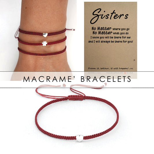Sister Gift ‖ No Matter Card ‖ Red String of Fate Bracelet ‖ Sister Bracelet ‖ Red String Macrame' Bracelet