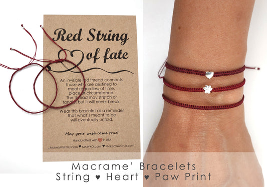 Red String of Fate ‖ Couple Bracelet Set with Card ‖ Kabbalah Red Thread Bracelet ‖ Couple Bracelet ‖ Red String Bracelet