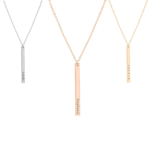 Skinny Vertical Bar Necklace ‖ Personalized Necklace ‖ Minimalist Necklace ‖ Layering Stacking Necklace ‖ Engraved Necklace ‖ Custom Engraving ‖ Gift for Her
