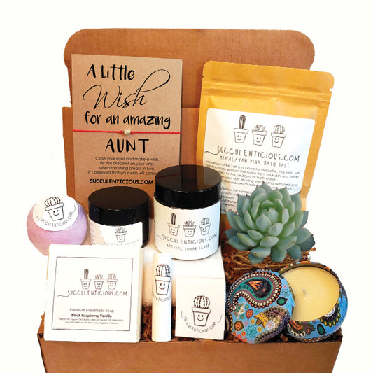 Aunt Gift ‖ Aunt Care Package ‖ Spa Gift Box for Woman ‖ Succulent Gift Box ‖ Personalized Care Package for Her