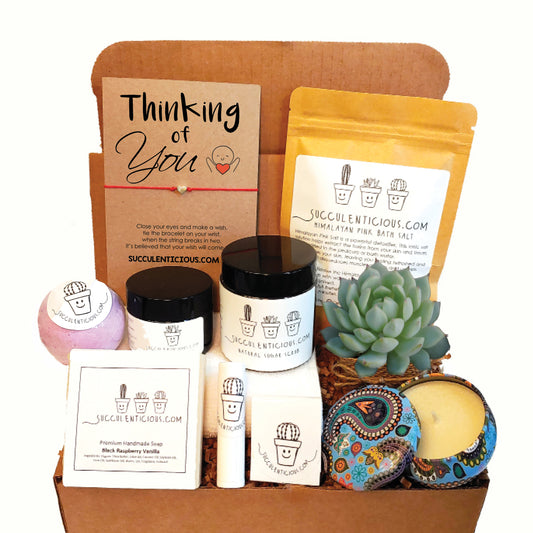 Spa Gift Box for Woman ‖ Thinking of you ‖ Succulent Gift Box ‖ Personalized Care Package for Her