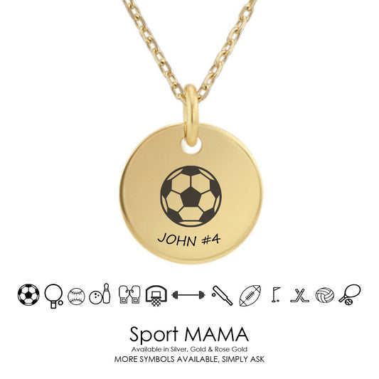 Sport Necklace ‖ Personalized Sport Coin Necklace ‖ Soccer Mom Necklace ‖ Cheerleader Necklace ‖ Name Necklace