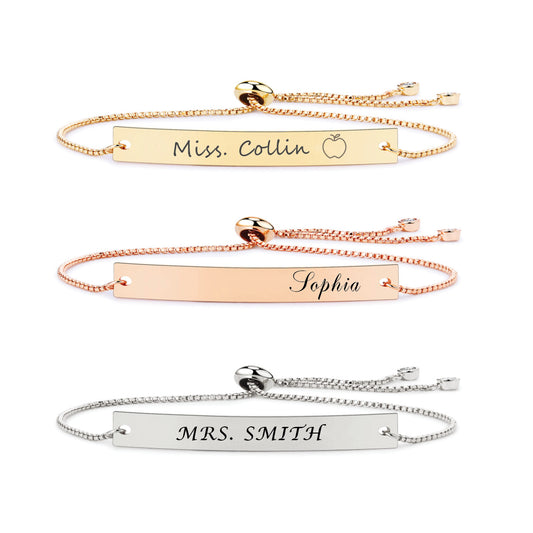 Teacher Gift ‖ Teacher Bracelet ‖ Personalized Bar Bracelet ‖ Minimalist Bracelet ‖ Layering Stacking Bracelet ‖ Engraved Bracelet ‖ Custom Engraving ‖ Gift for Her