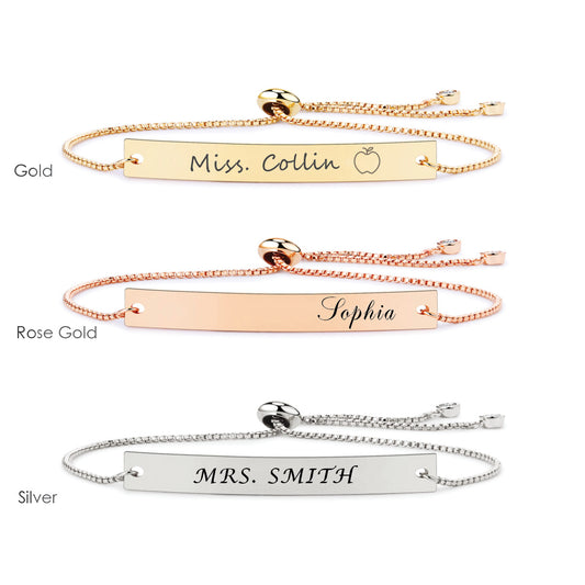 Teacher Gift ‖ Teacher Bracelet ‖ Personalized Bar Bracelet ‖ Minimalist Bracelet ‖ Layering Stacking Bracelet ‖ Engraved Bracelet ‖ Custom Engraving ‖ Gift for Her