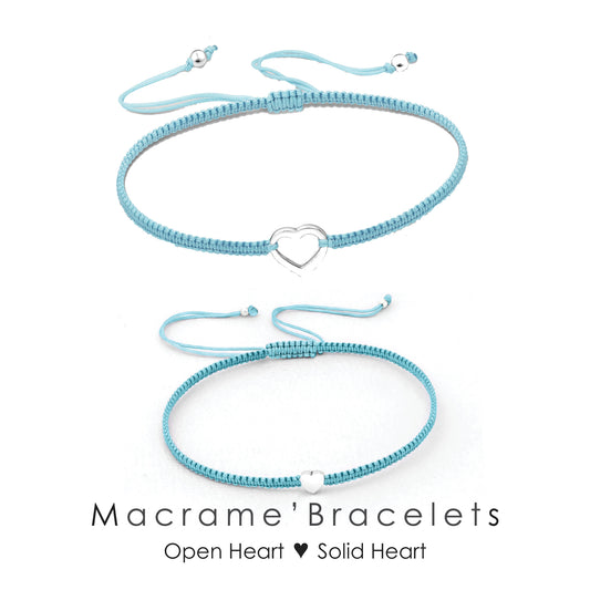 First Day of Pre-k Bracelets ‖ Sterling Silver Heart Bracelet ‖ Adjustable Friendship Bracelet ‖ Mother Daughter Macrame' Bracelets