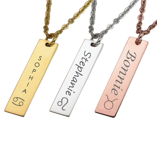 Vertical Bar Necklace ‖ Personalized Necklace ‖ Minimalist Necklace ‖ Layering Stacking Necklace ‖ Engraved Necklace ‖ Custom Engraving ‖ Gift for Her