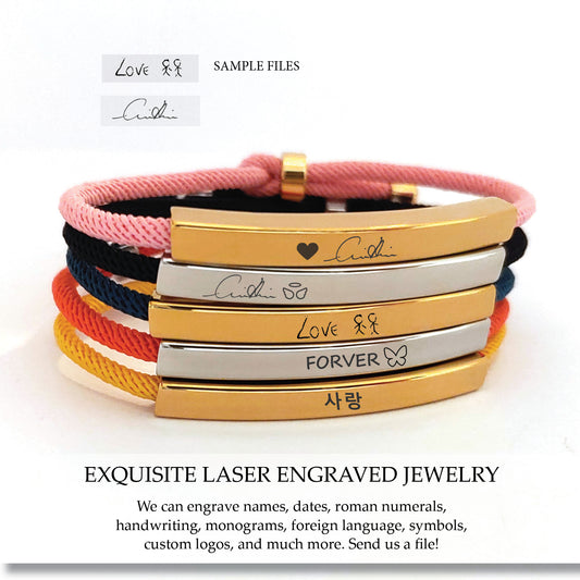 Personalized Bar Bracelet ‖ Gift for Him Her ‖ Adjustable Cord Bracelet ‖ Minimalist Bracelet ‖ Layering Stacking Bracelet ‖ Engraved Bracelet ‖ Custom Engraving