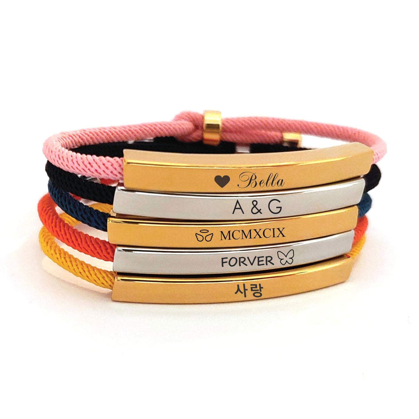 Personalized Bar Bracelet ‖ Gift for Him Her ‖ Adjustable Cord Bracelet ‖ Minimalist Bracelet ‖ Layering Stacking Bracelet ‖ Engraved Bracelet ‖ Custom Engraving