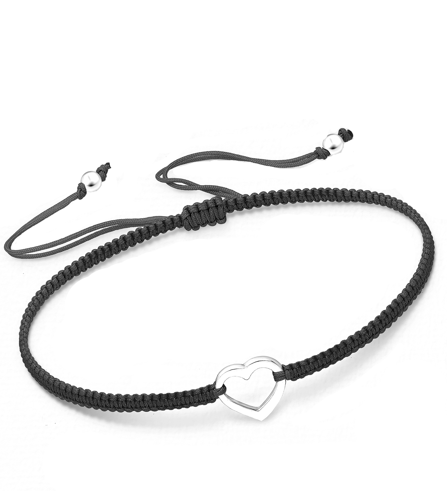 Sterling Silver Heart Bracelet ‖ Adjustable Friendship Bracelet ‖ Macrame' Bracelets With Adjustable Closure