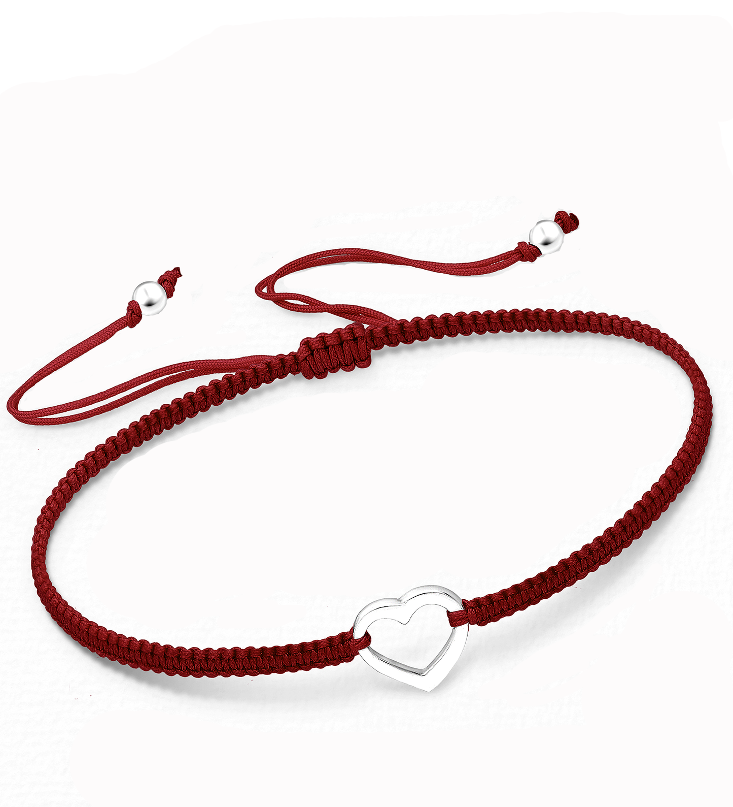 Sterling Silver Heart Bracelet ‖ Adjustable Friendship Bracelet ‖ Macrame' Bracelets With Adjustable Closure